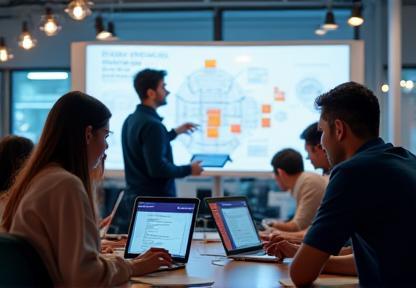 Employees collaborating at AnadoluTek annual hackathon